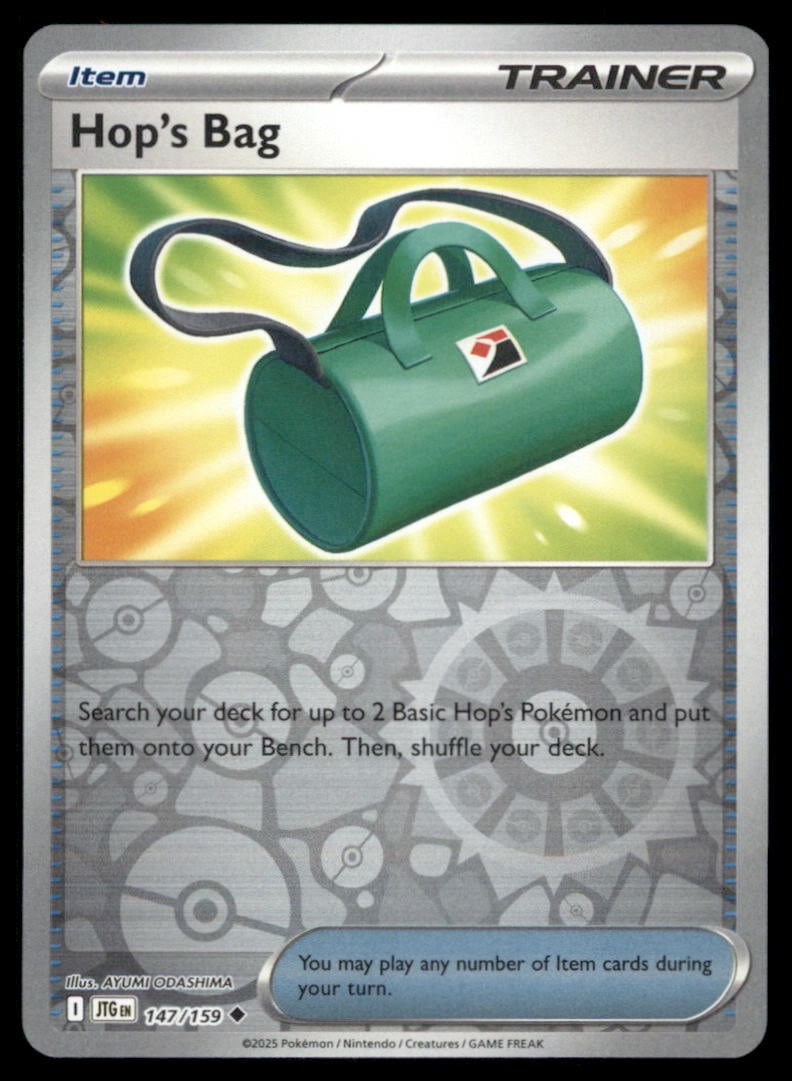 Hop's Bag 147/159 Journey Together Pokemon Card Reverse Holo: We offer combined shipping on multiple items. Buyers may also arrange their own shipping. LiveShipping is a separate and independent option for shipping that is NOT a part of the auction house or thei