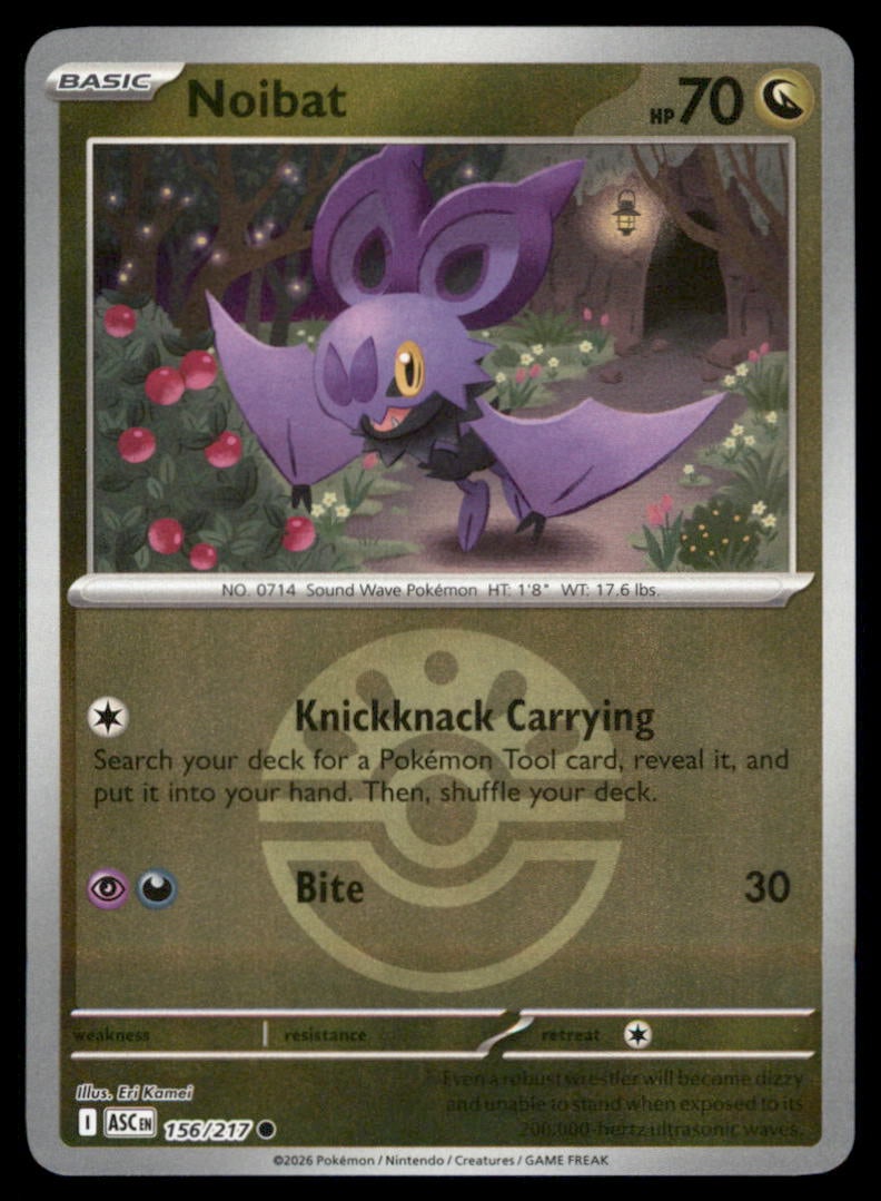 Noibat (Friend Ball) 156/217 Ascended Heroes Pokemon Card Reverse Holo: We offer combined shipping on multiple items. Buyers may also arrange their own shipping. LiveShipping is a separate and independent option for shipping that is NOT a part of the auction house or thei
