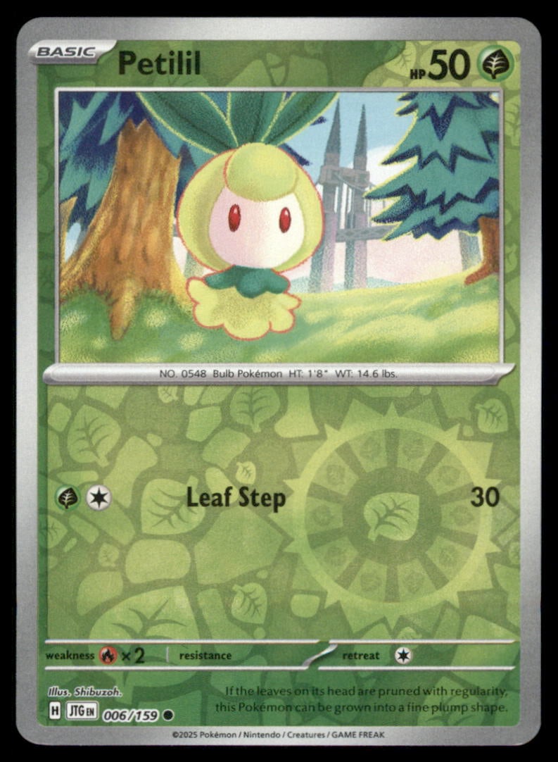 Petilil 006/159 Journey Together Pokemon Card Reverse Holo: We offer combined shipping on multiple items. Buyers may also arrange their own shipping. LiveShipping is a separate and independent option for shipping that is NOT a part of the auction house or thei