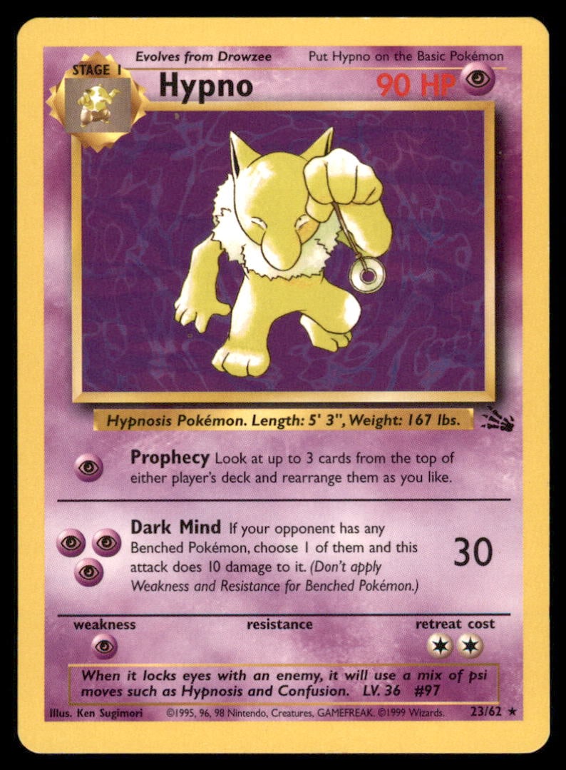 Hypno 23/62 Fossil Pokemon Card 1st Edition: We offer combined shipping on multiple items. Buyers may also arrange their own shipping. LiveShipping is a separate and independent option for shipping that is NOT a part of the auction house or thei