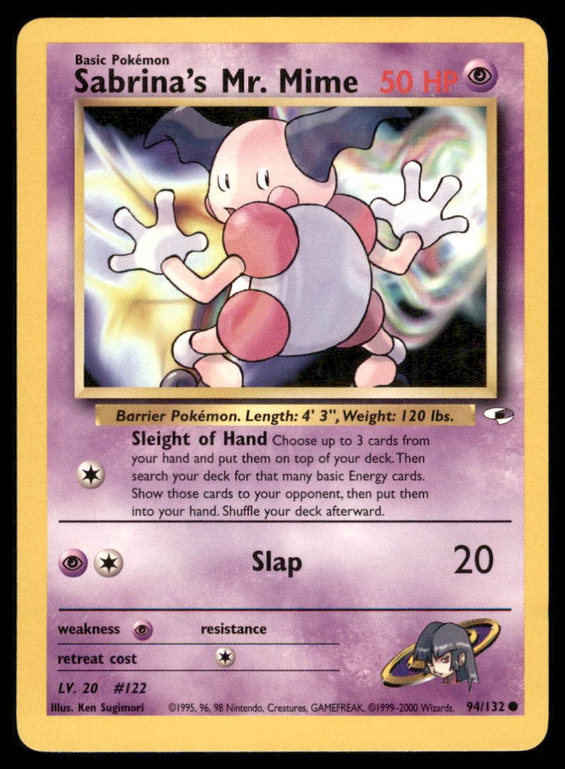 Sabrina's Mr. Mime 94/132 Gym Heroes Pokemon Card Unlimited (1 of 2)