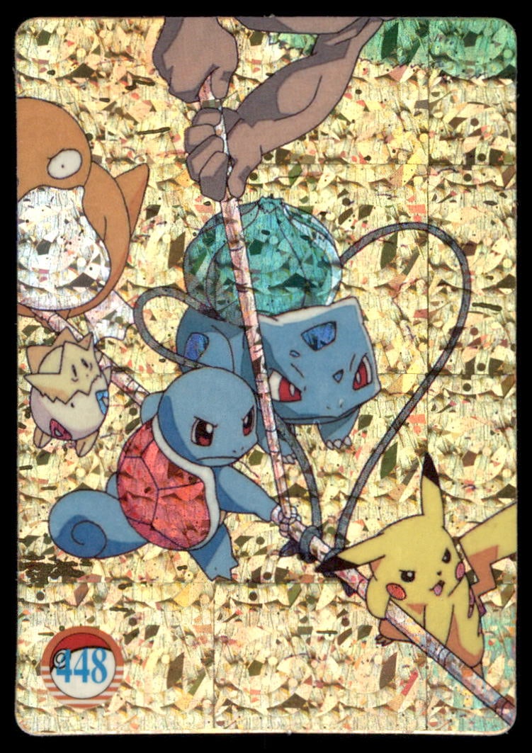 Pikachu Squirtle Bulbasaur Rope Climbing Scene Japanese Sticker Holo Prism Card Pokemon #448: We offer combined shipping on multiple items. Buyers may also arrange their own shipping. LiveShipping is a separate and independent option for shipping that is NOT a part of the auction house or thei
