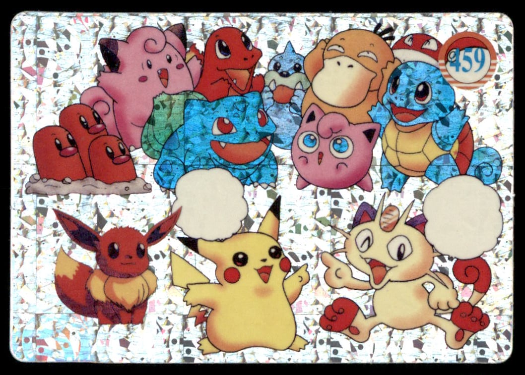 Pikachu Eevee Meowth Kanto Character Group Japanese Sticker Holo Prism Card Pokemon #459: We offer combined shipping on multiple items. Buyers may also arrange their own shipping. LiveShipping is a separate and independent option for shipping that is NOT a part of the auction house or thei