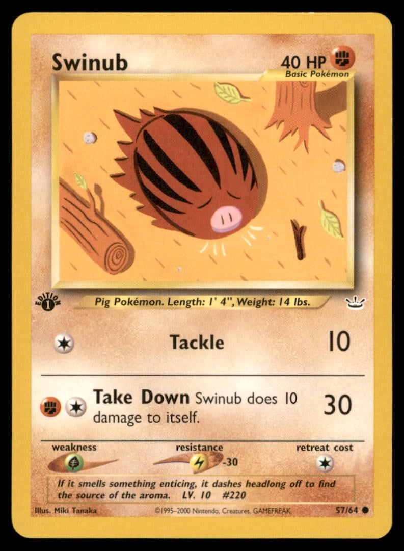 Swinub 57/64 Neo Revelation Pokemon Card 1st Edition: We offer combined shipping on multiple items. Buyers may also arrange their own shipping. LiveShipping is a separate and independent option for shipping that is NOT a part of the auction house or thei