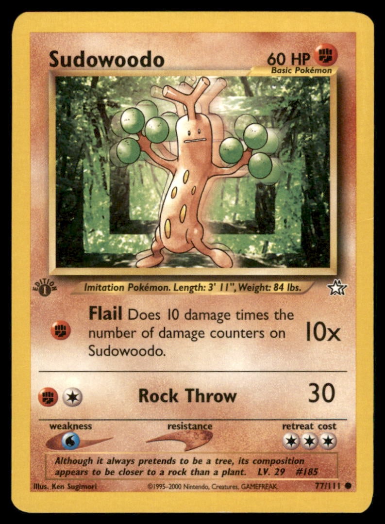 Sudowoodo 77/111 Neo Genesis Pokemon Card 1st Edition: We offer combined shipping on multiple items. Buyers may also arrange their own shipping. LiveShipping is a separate and independent option for shipping that is NOT a part of the auction house or thei