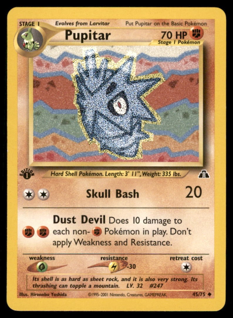 Pupitar 45/75 Neo Discovery Pokemon Card 1st Edition: We offer combined shipping on multiple items. Buyers may also arrange their own shipping. LiveShipping is a separate and independent option for shipping that is NOT a part of the auction house or thei