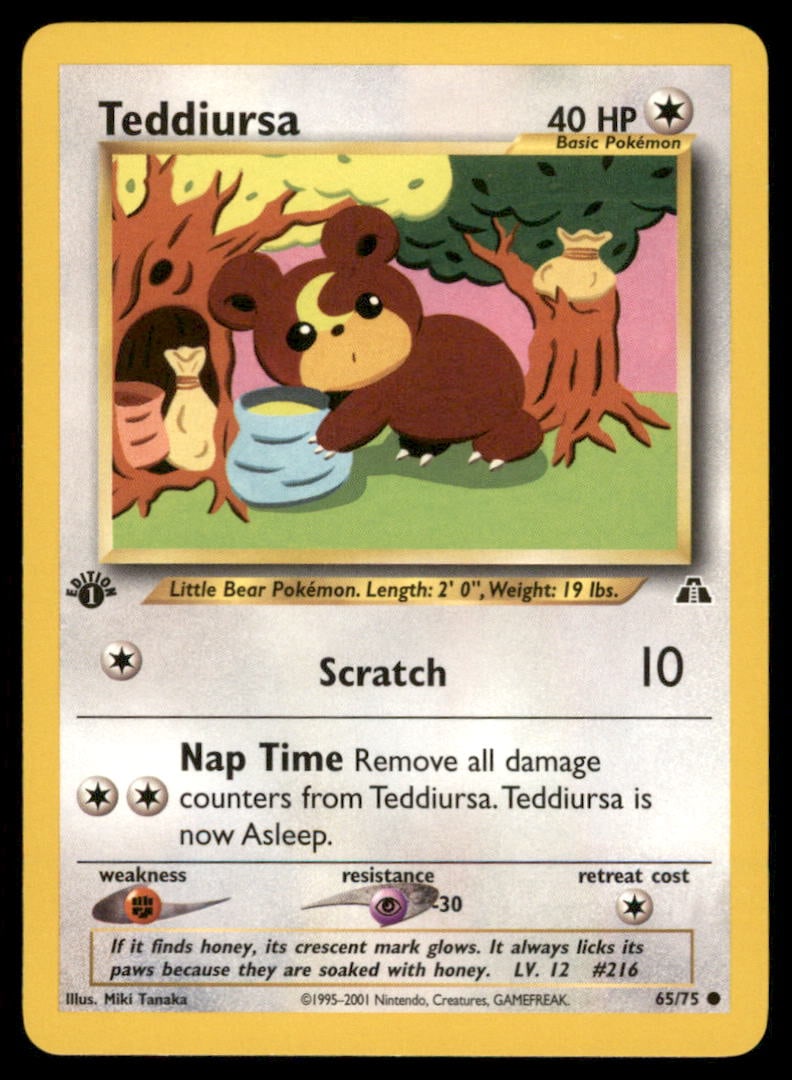 Teddiursa 65/75 Neo Discovery Pokemon Card 1st Edition: We offer combined shipping on multiple items. Buyers may also arrange their own shipping. LiveShipping is a separate and independent option for shipping that is NOT a part of the auction house or thei