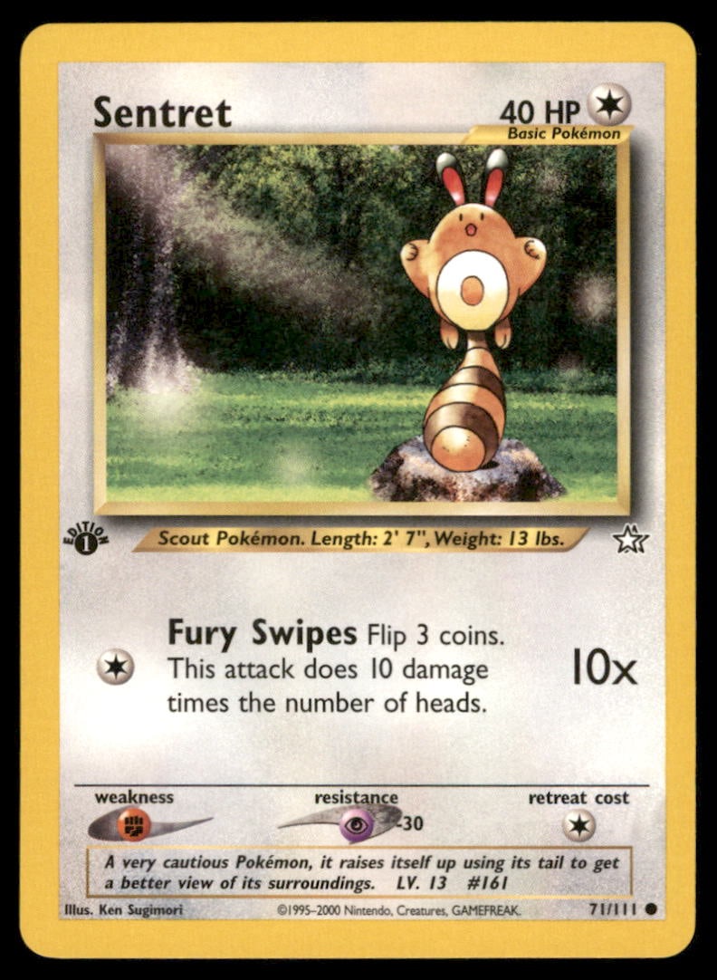 Sentret 71/111 Neo Genesis Pokemon Card 1st Edition: We offer combined shipping on multiple items. Buyers may also arrange their own shipping. LiveShipping is a separate and independent option for shipping that is NOT a part of the auction house or thei