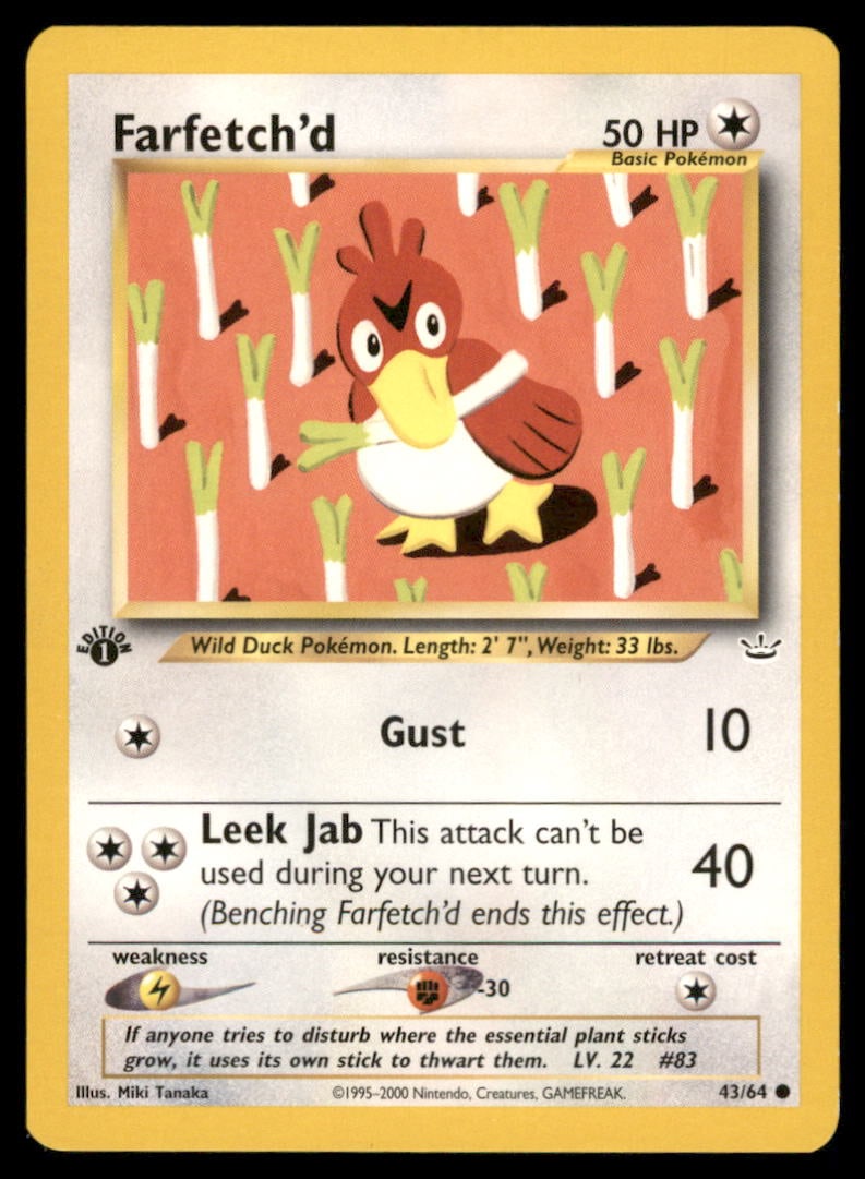 Farfetch'd 43/64 Neo Revelation Pokemon Card 1st Edition (1 of 2)