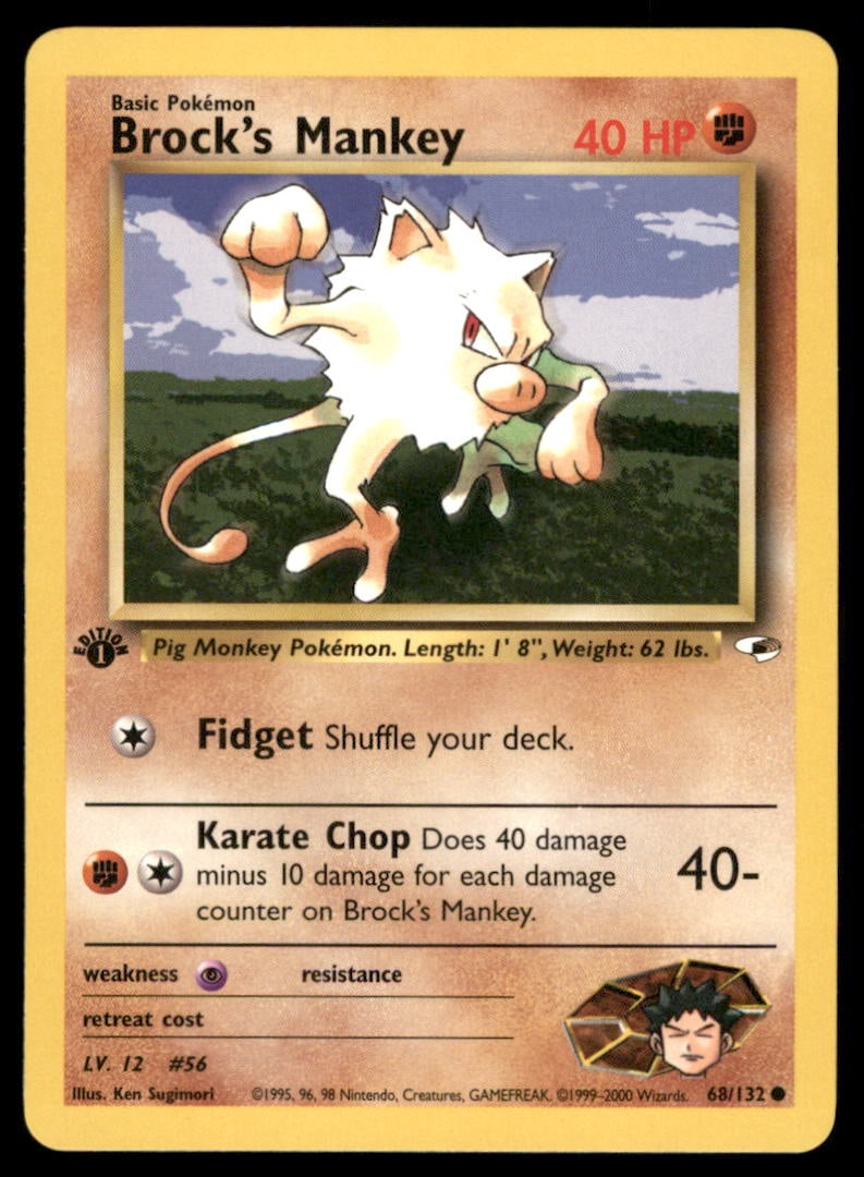 Brock's Mankey 68/132 Gym Heroes Pokemon Card 1st Edition: We offer combined shipping on multiple items. Buyers may also arrange their own shipping. LiveShipping is a separate and independent option for shipping that is NOT a part of the auction house or thei