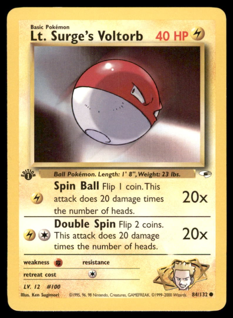 Lt. Surge's Voltorb 84/132 Gym Heroes Pokemon Card 1st Edition: We offer combined shipping on multiple items. Buyers may also arrange their own shipping. LiveShipping is a separate and independent option for shipping that is NOT a part of the auction house or thei