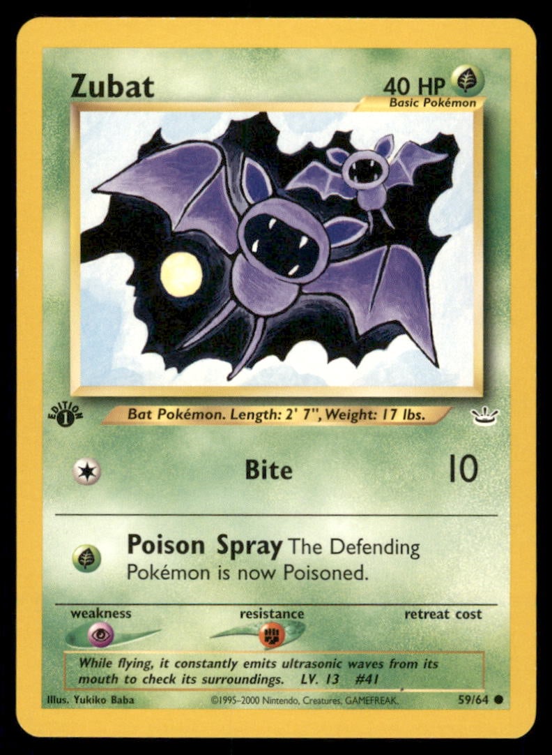 Zubat 59/64 Neo Revelation Pokemon Card 1st Edition (1 of 2)