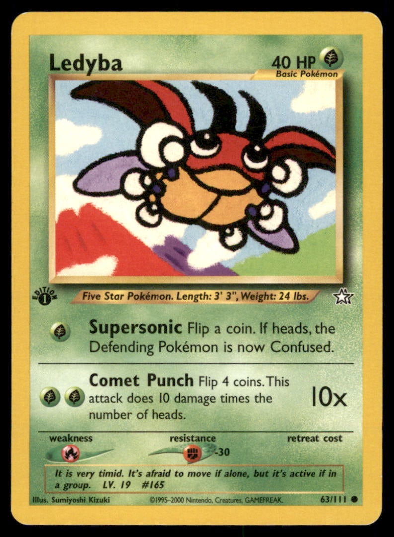 Ledyba 63/111 Neo Genesis Pokemon Card 1st Edition: We offer combined shipping on multiple items. Buyers may also arrange their own shipping. LiveShipping is a separate and independent option for shipping that is NOT a part of the auction house or thei