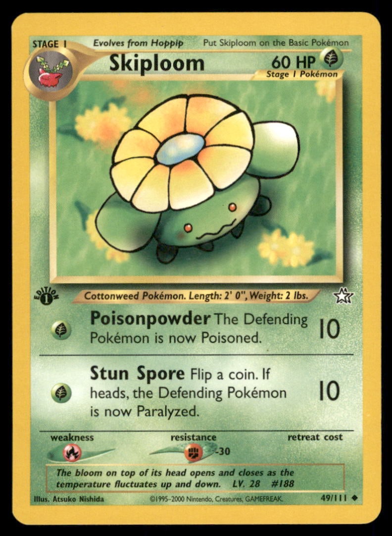 Skiploom 49/111 Neo Genesis Pokemon Card 1st Edition: We offer combined shipping on multiple items. Buyers may also arrange their own shipping. LiveShipping is a separate and independent option for shipping that is NOT a part of the auction house or thei