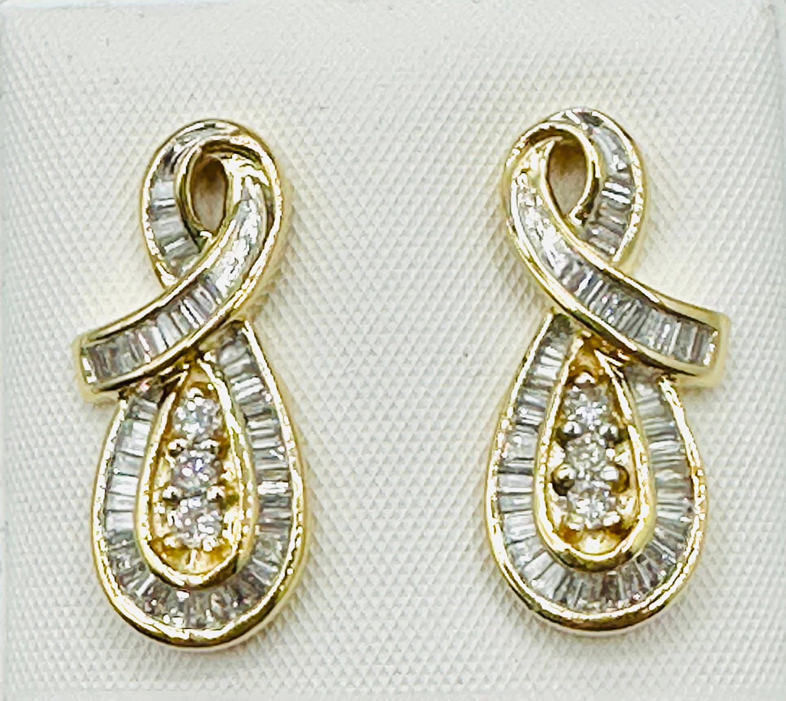 Pair of Natural Diamond Earrings, 14KT Yellow Gold # 2448 (1 of 4)