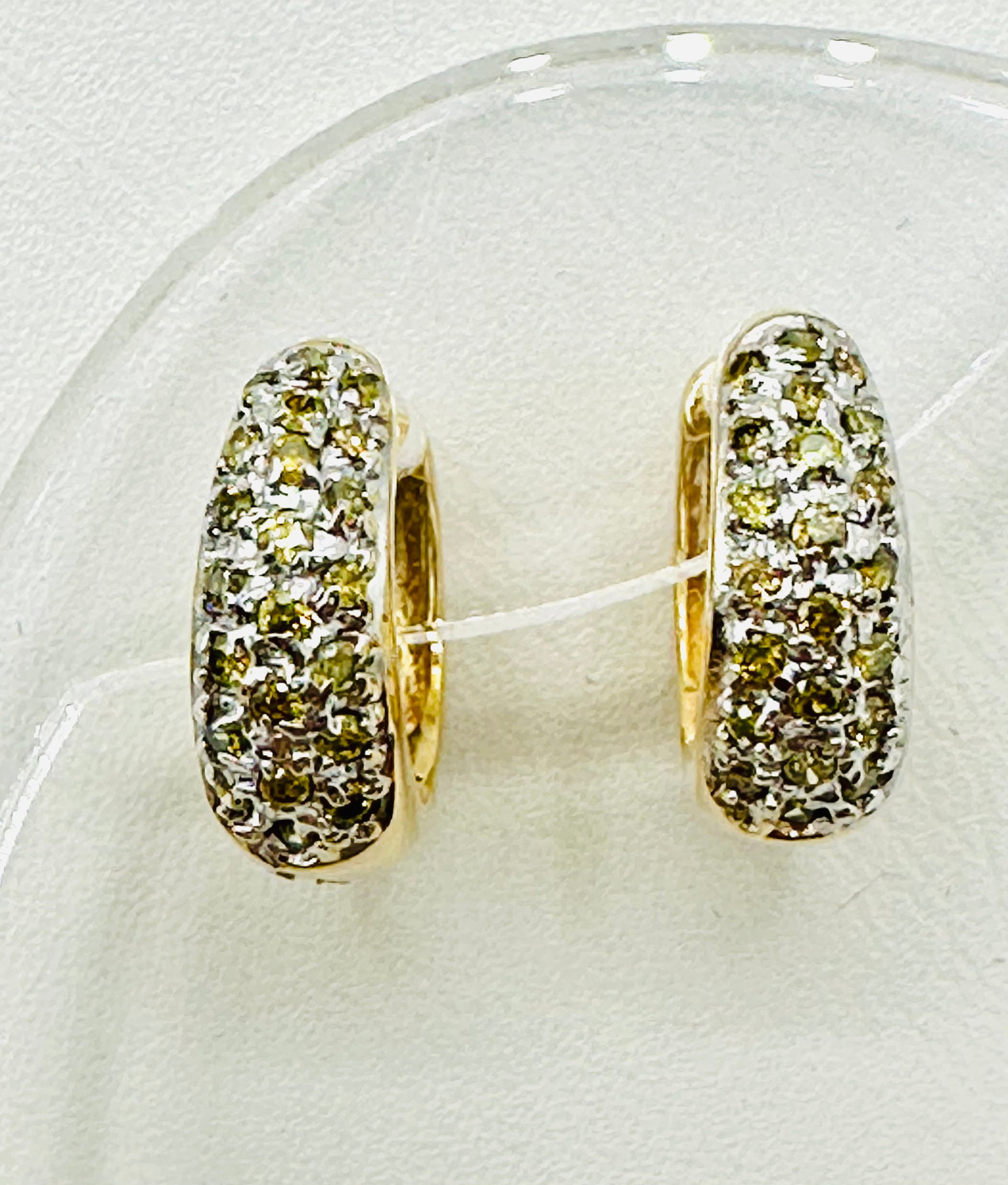 Pair of Natural Diamond Small Huggies Earrings, 14KT Yellow Gold # 2630 (1 of 4)