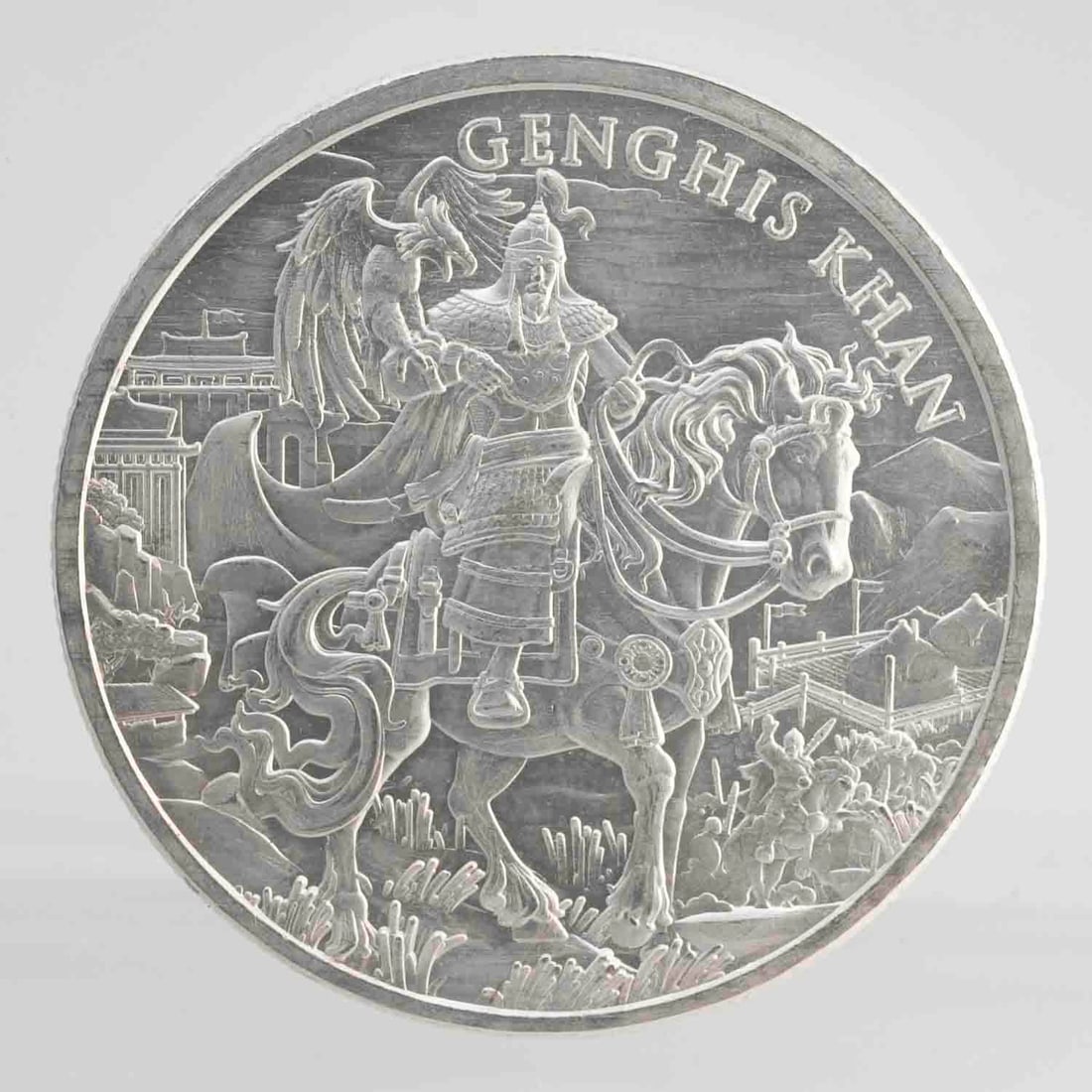 Legendary Warriors Genghis Khan 1oz Silver Round: MLC01377 Shipping: Buyer-arranged shipping: estimated cost: starts at $16.5, Plus $1 dollar for every $100 in value. Signature confirmation is recommended for high value invoice at cost of $5.5. Pleas