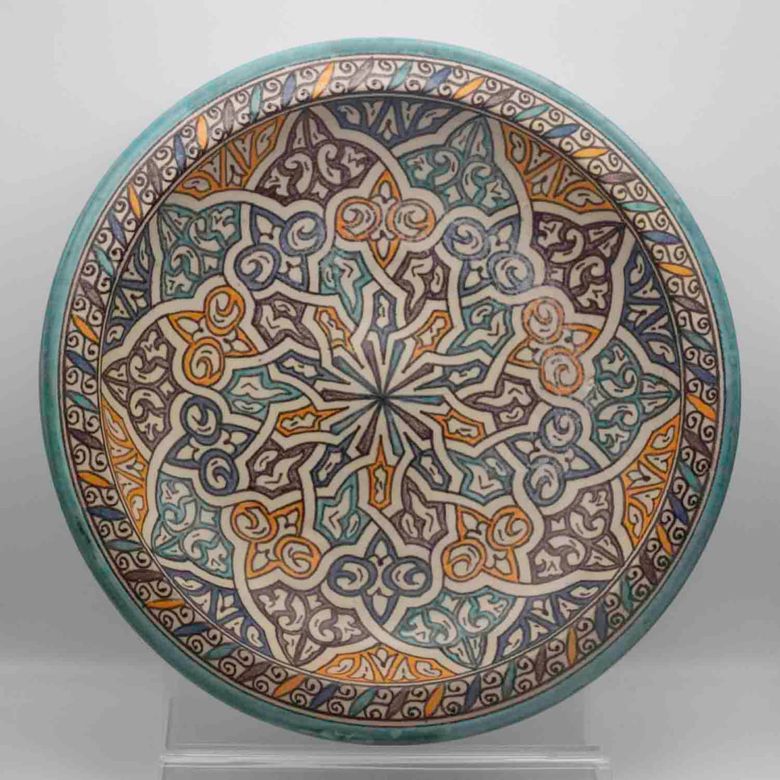 Vintage Hand Painted Moroccan Fes Naji Ceramic Charger Plate (1 of 6)