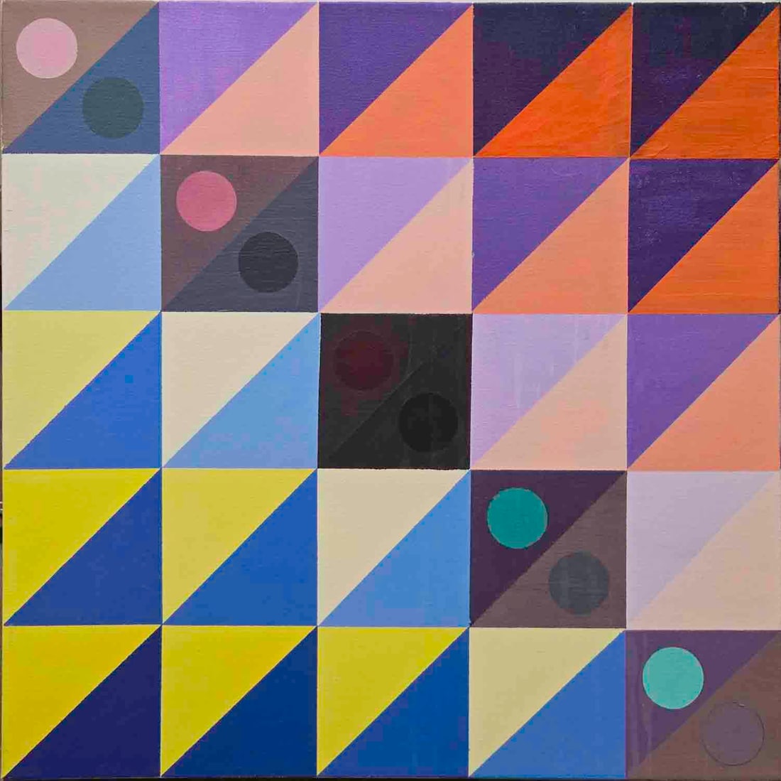 Contemporary Abstract Geometrist Acrylic On Canvas "Geometric Color Grid" (1 of 6)