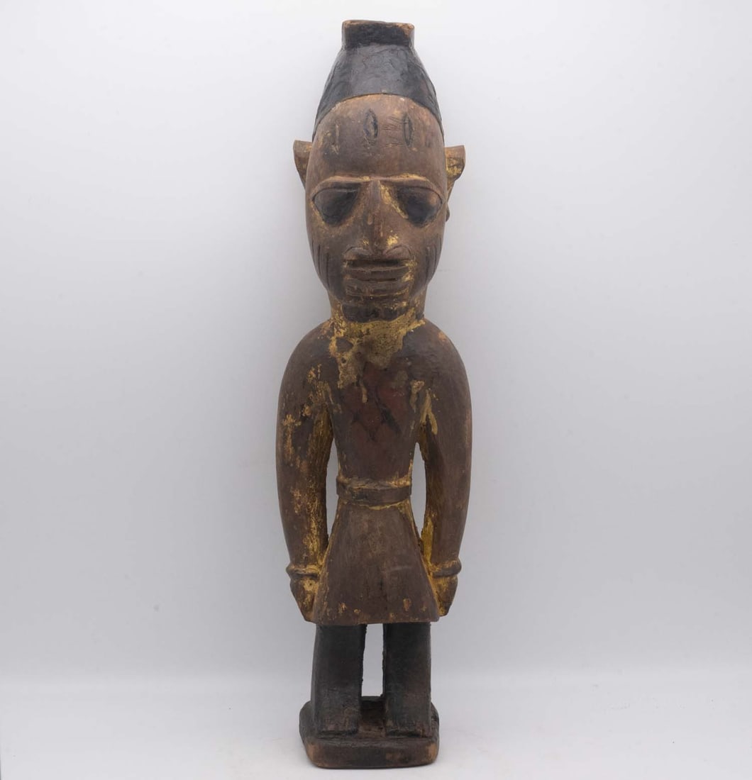 Antique Western African Carved Wood Standing Figure, Yoruba Style (1 of 7)