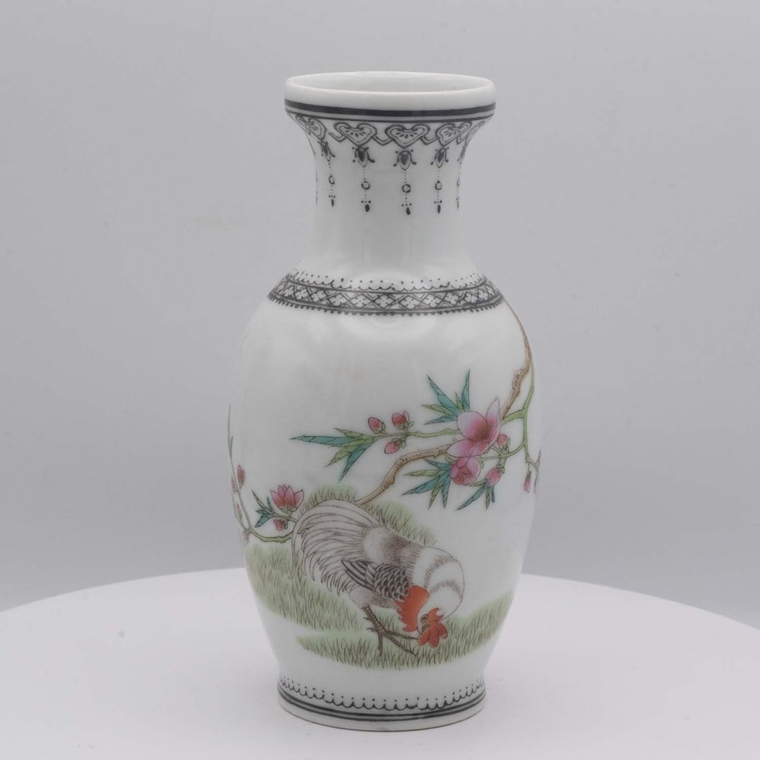 Chinese Qianlong Inscribed Rose Medallion Porcelain Vase: Medium: Rose Medallion Porcelain Size: 2.8x2.8x5.8 inches Age/Detail: Chinese Qianlong Inscribed Condition: great overall, check photo for condition reference. Provenance: Collection from Estate in Wi
