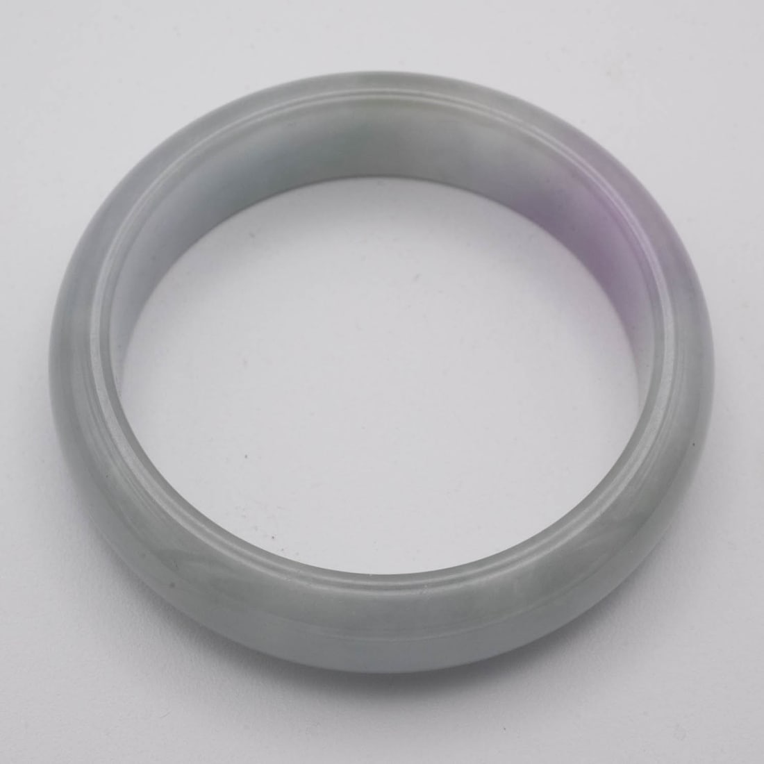 Chinese Translucent White And Lavender Jade Bangle: Medium: Translucent White And Lavender Jade Size: 2.3 inches Age/Detail: Chinese Condition: great overall, check photo for condition reference. Provenance: Collection from Estate in Williamsburg LiveS