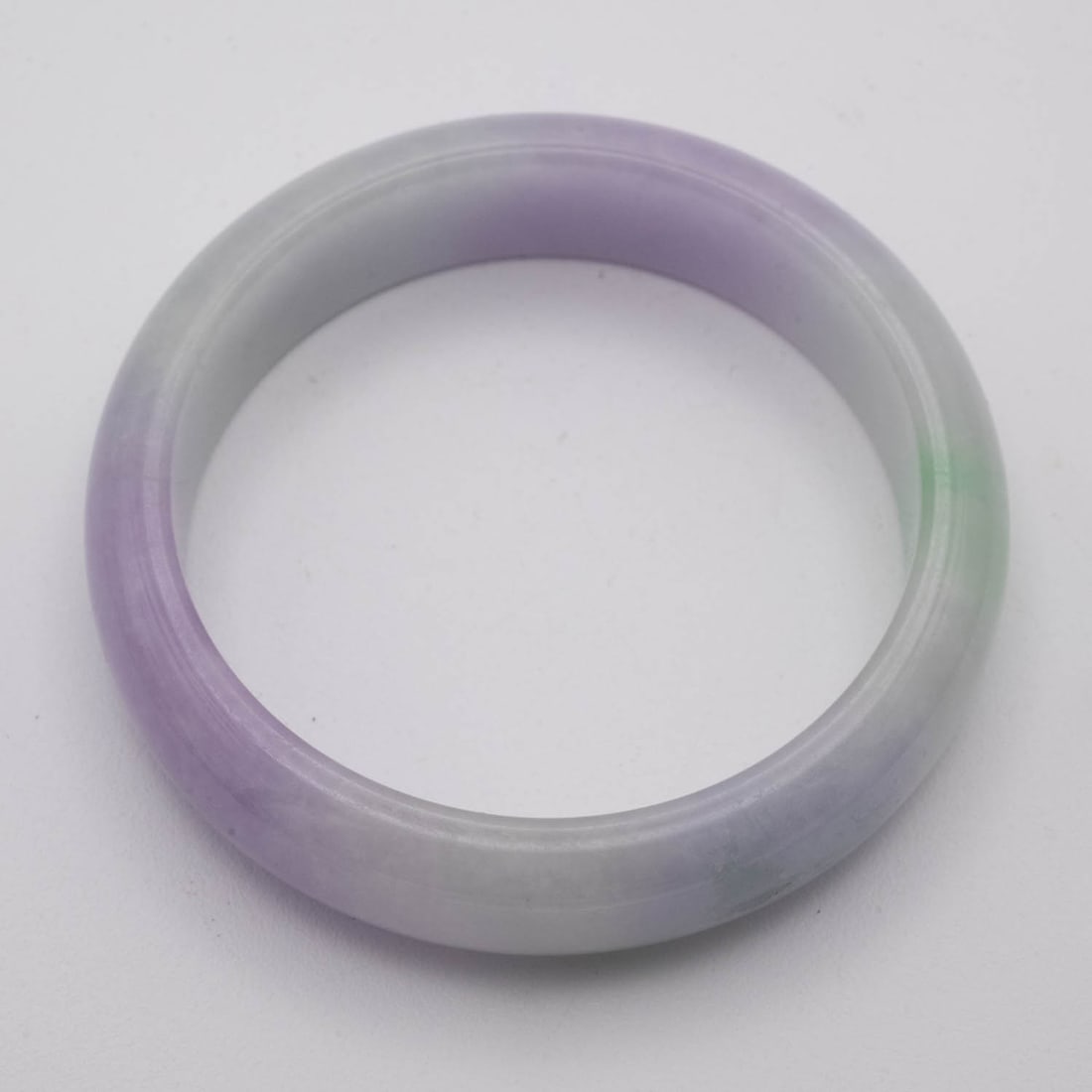 Chinese Translucent Tri Color Jade Bangle: Medium: Translucent Tri Color Jade Size: 2 inches Age/Detail: Chinese Condition: great overall, check photo for condition reference. Provenance: Collection from Estate in Williamsburg LiveShipping is 