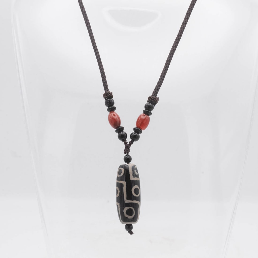 Chinese Tibetan Three Eye Dzi Bead Pendant: Medium: Three Eye Dzi Bead Size: 1.5x0.7 inches Age/Detail: Chinese Tibetan Condition: great overall, check photo for condition reference. Provenance: Collection from Estate in Tribecca LiveShipping i