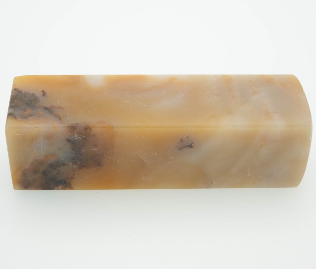 Natural Soapstone Material For Stamp: Medium: Soapstone Size: 3x1x1 inches Age/Detail: Natural Condition: Great, check photo for detail Provenance: Collection from Estate in Tribecca Please view all the photos as they are part of the cond