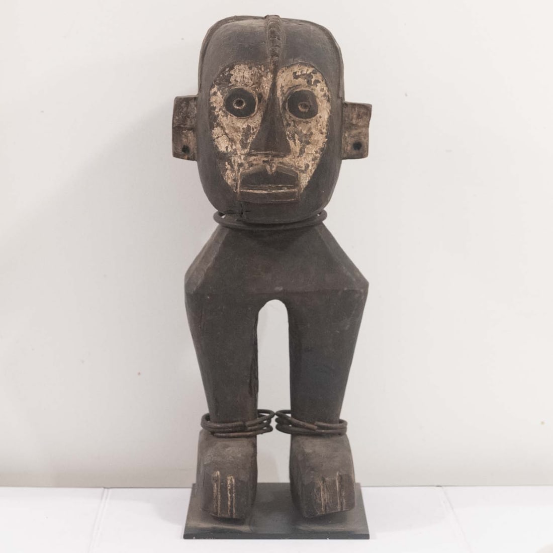 Vintage 20th C. African Nigerian Mumuye Carved Wood Figure with Metal Rings (1 of 8)