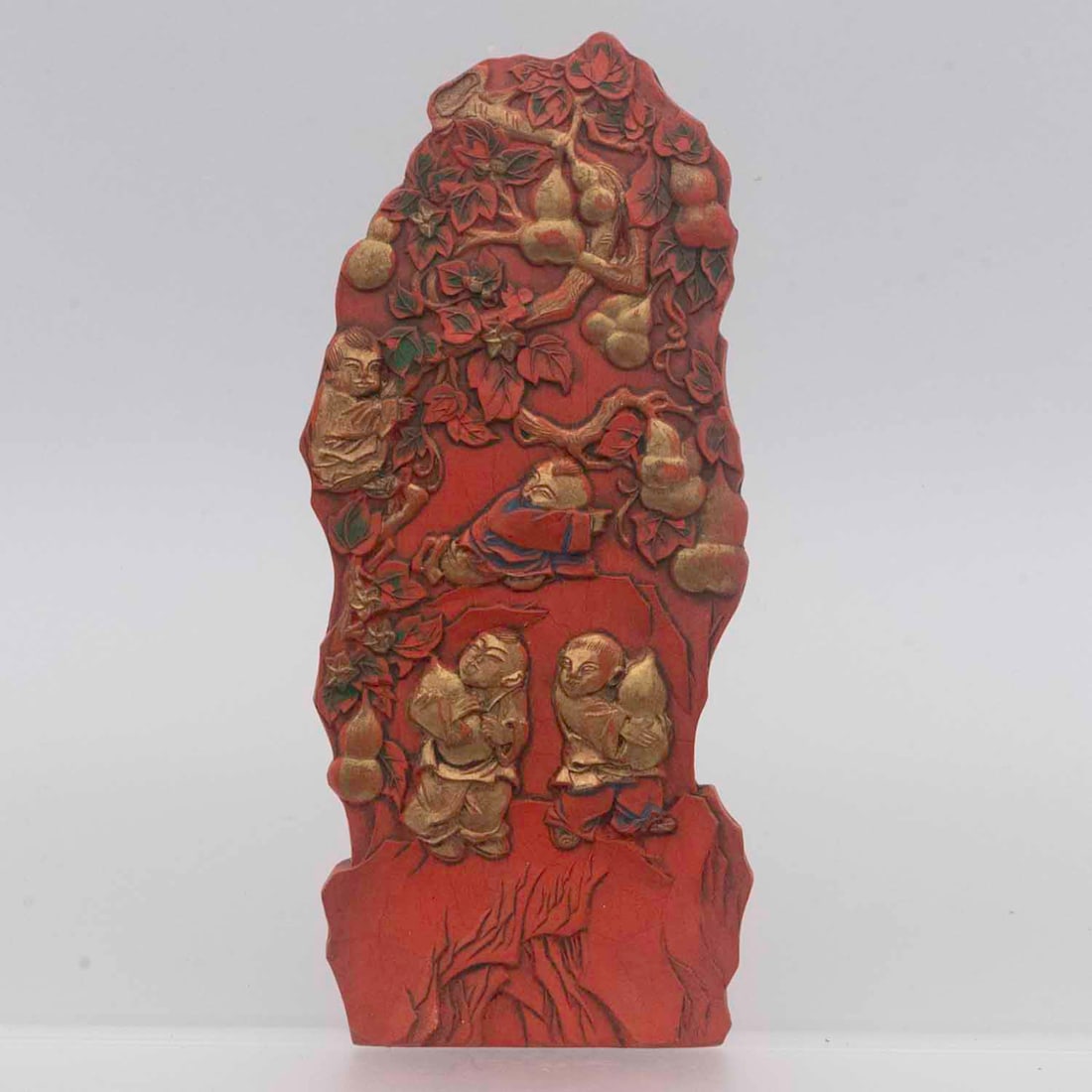 Antique Chinese Qing Qianlong Marked Cinnebar Red Inkstick Scholar's Object Sculpture (1 of 5)