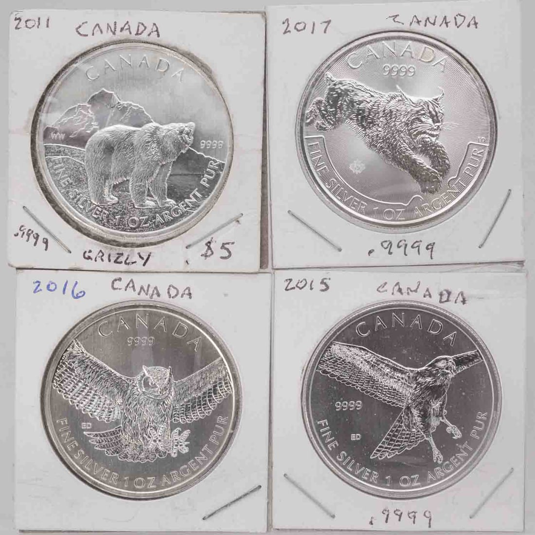 2011-2017 Lot Of 4 Canada Wild Life 1oz Silver Coins (1 of 6)