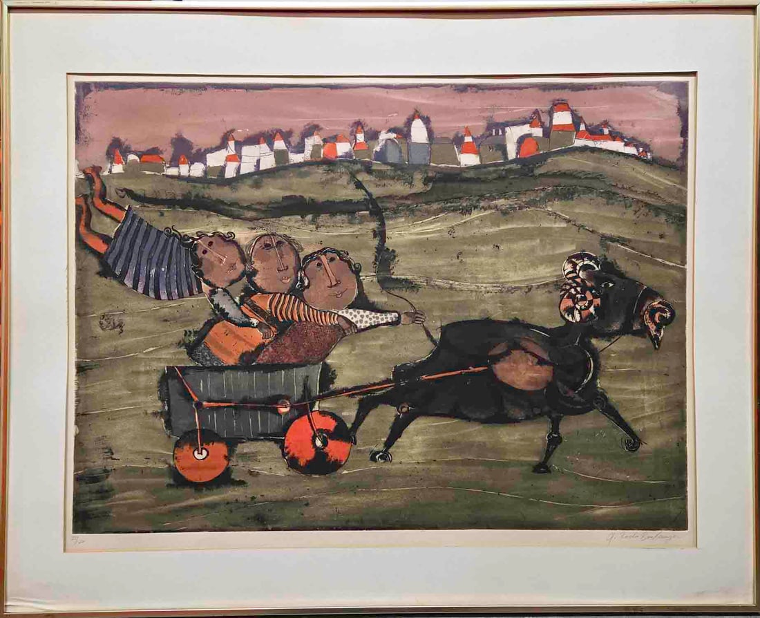 Limited Edition 35/120 Graciela Rodo Boulanger Lithograph On Paper "Charette Le Chevre" (1 of 9)