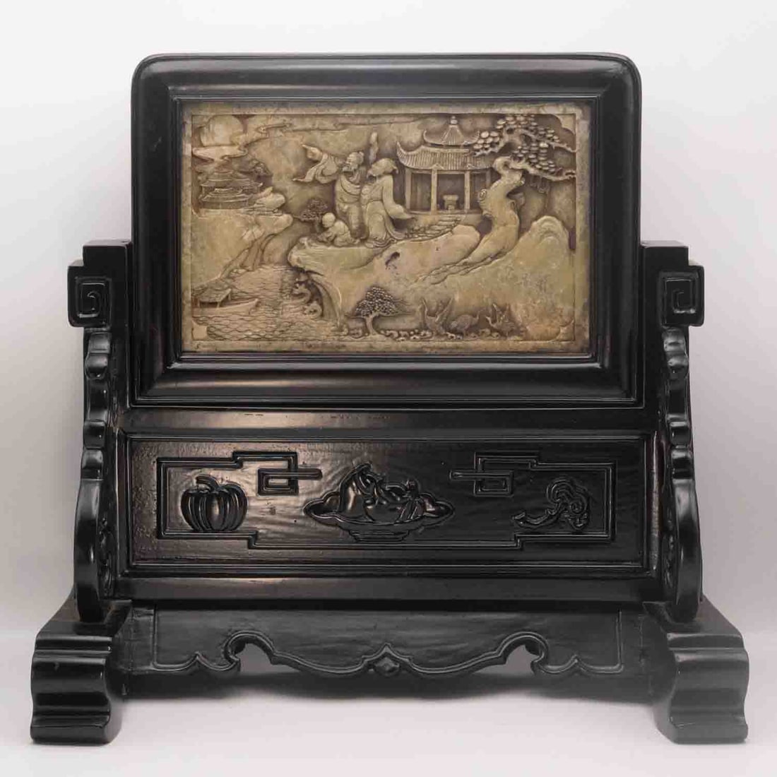 Antique Chinese Carved Shoushan Stone Landscape Table Screen (1 of 15)