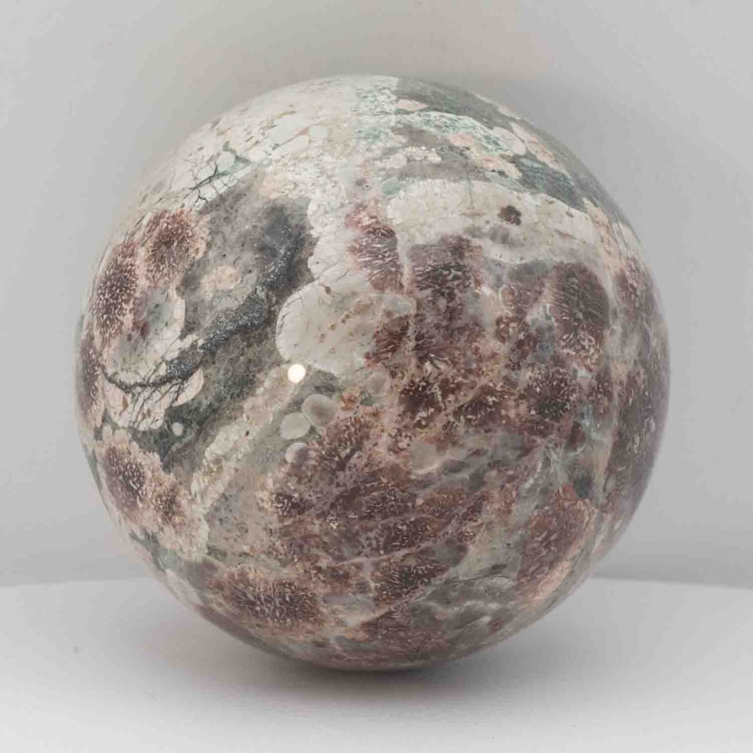 Polished Green Flower Jasper Sphere Geode (1 of 3)