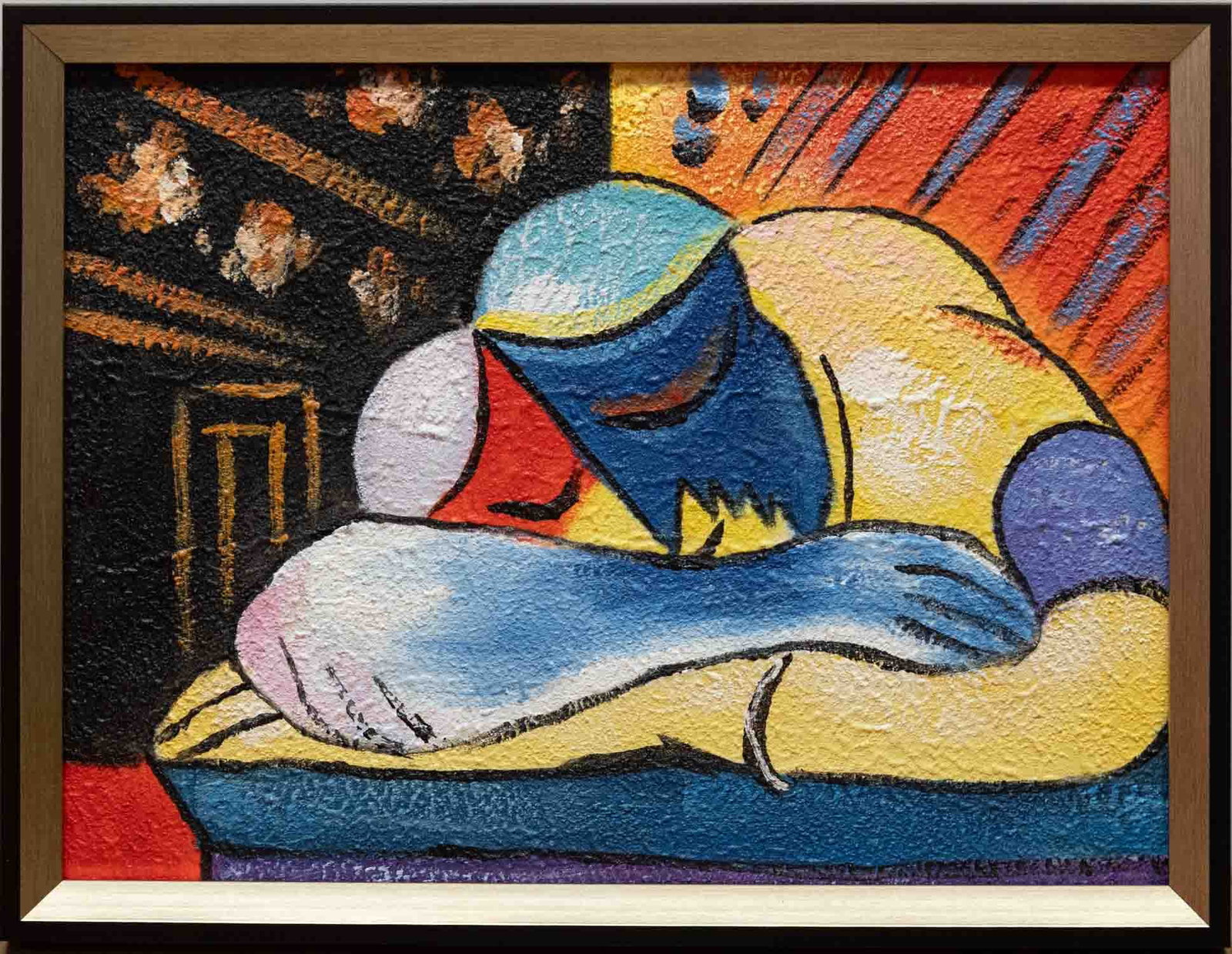 After Picasso Acrylic On Canvas "Rest": Title: Rest Medium: Acrylic On Canvas Size: 16 x 12 inches Frame: 17 x 13 inches Age: Condition: Great, hand painted, please check photo for condition reference Provenance: Combined shipping rate avai