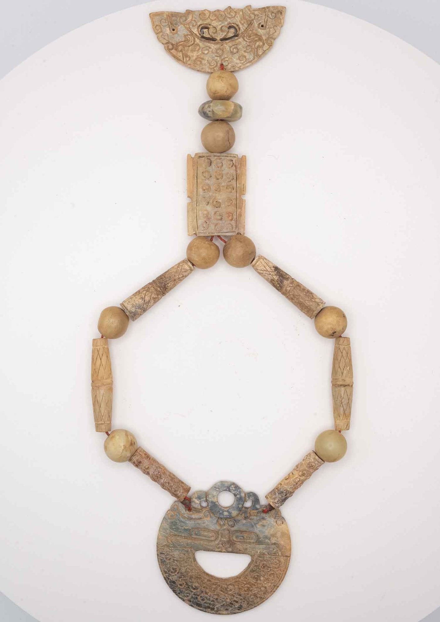 Antique Chinese Carved Jade Ornament: Medium: Jade Size: 12.7x2.5 inches Age/Detail: Antique Chinese Carved Condition: great overall, check photo for condition reference Provenance: Collection from Estate in Tribecca Please view all the p