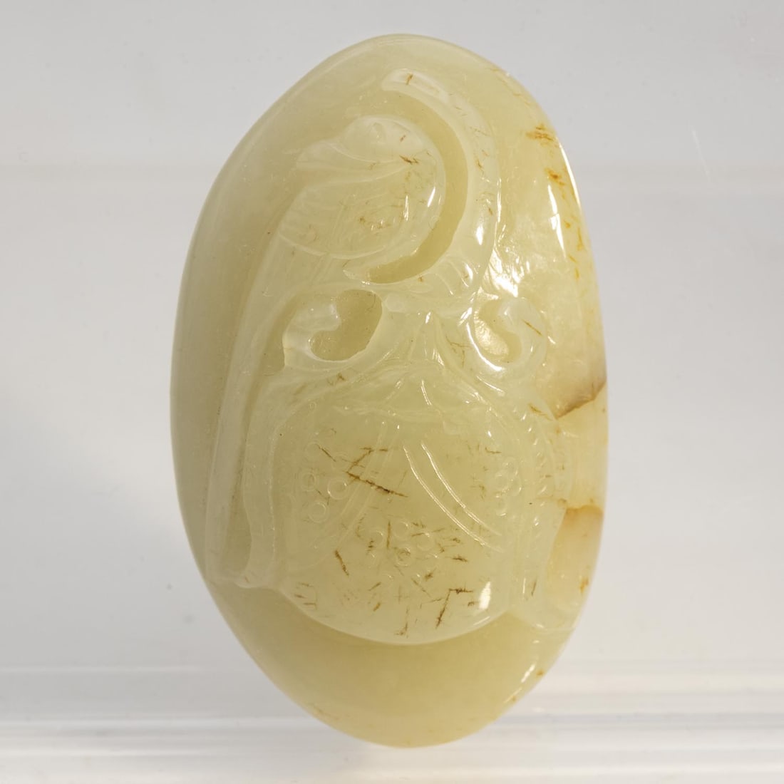 Chinese Carved Natural Yellow Jade Pendant: Medium: Natural Yellow Jade Size: 2x1.3x0.5 inches Age/Detail: Chinese Carved Condition: Great, check photo for condition reference Provenance: Collection from Estate in Tribecca Please view all the