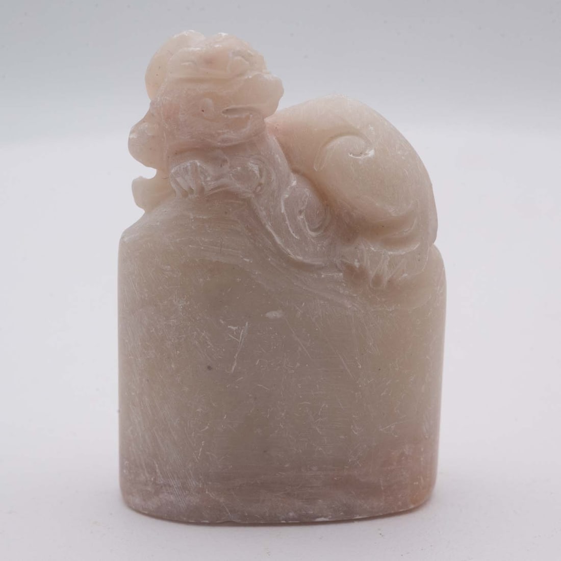 Chinese Carved Soapstone Mythical Beast Seal Stamp: Medium: Soapstone Size: 1.8x1.3x0.6 inches Age/Detail: Chinese Carved Condition: great overall, check photo for condition reference. Provenance: Collection from Estate in Tribecca LiveShipping is NOT 