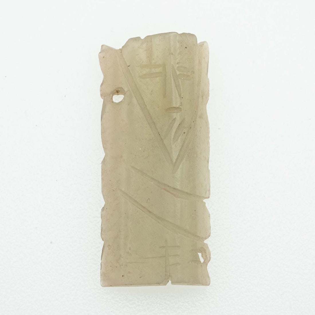 Old Carved Jadeite Deity Pendant: Medium: Jadeite Size: 1x0.5 inches Age/Detail: Old Carved Condition: Great, check photo for detail Provenance: Collection from Estate in Tribecca Please view all the photos as they are part of the con
