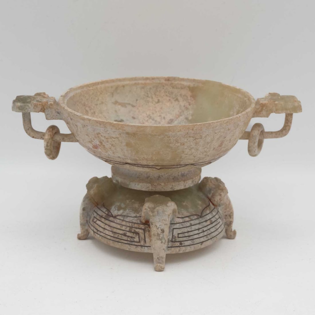 Old Chinese Carved Calcified Jade Incense Burner: Medium: Calcified Jade Size: 5.3x3x3.5 inches Age/Detail: Old Chinese Carved Condition: great overall, check photo for condition reference. Provenance: Collection from Estate in Williamsburg Please