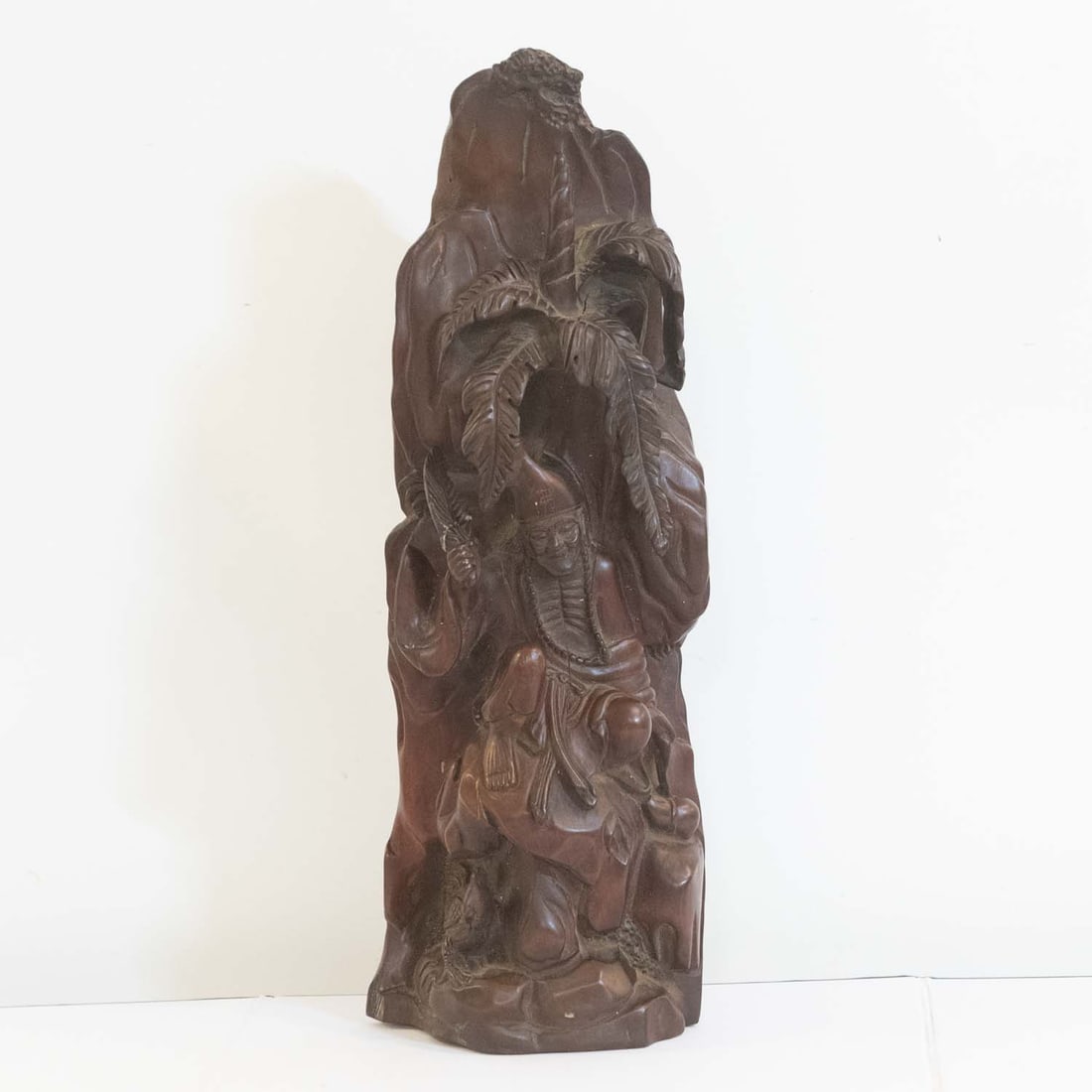 Antique Chinese Carved Wood Taoist Jigong Figure: Medium: Wood Size: 6x4.5x16.5 inches Age/Detail: Antique Chinese Carved Condition: great overall, some cracks, check photo for condition reference. Provenance: Collection from Estate in Williamsburg P