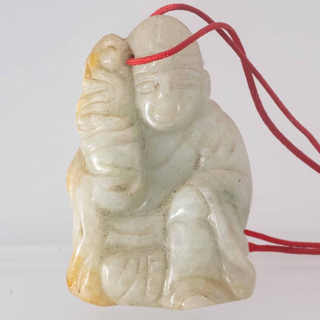 Antique Chinese Carved Natural Green Jadeite Pendant: Medium: Natural Green Jadeite Size: 1.4x2x0.5 inches Age/Detail: Antique Chinese Carved Condition: great overall, check photo for condition reference. Provenance: Collection from Estate in Williamsbur