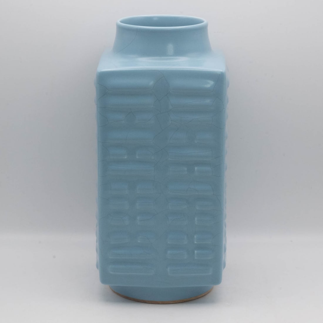 Antique Chinese Qianlong Marked Turquoise Glazed Porcelain Cong-Form Vase
