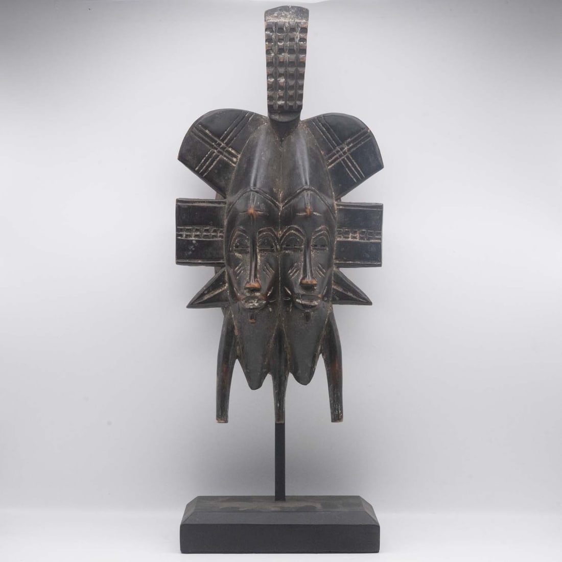 Old West African Senufo Twin-Faced Kpelie Carved Wood Mask (1 of 6)