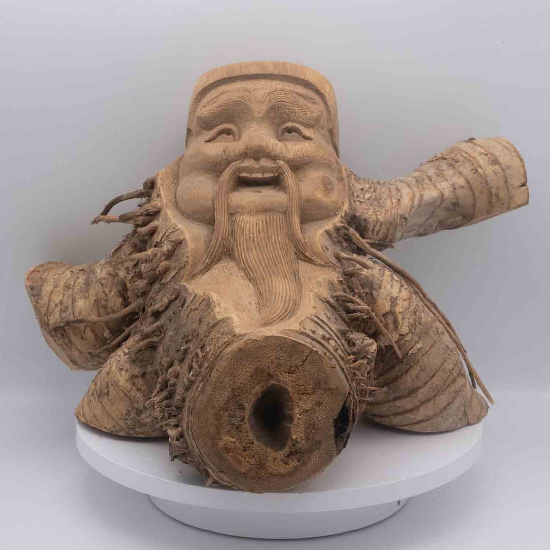 Vintage Chinese Carved Bamboo Root Shoulao Sculpture: Medium: Bamboo Root Size: 11x9.5x7.3 inches Age/Detail: Vintage Chinese Carved Condition: great overall, check photo for condition reference. Provenance: Please view all the photos as they are part of