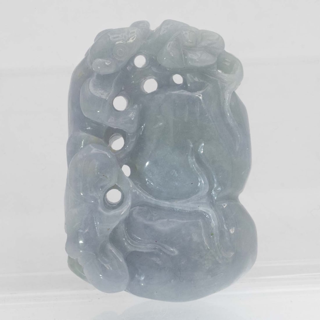 Chinese Carved Natural Jadeite Gourd Pendant