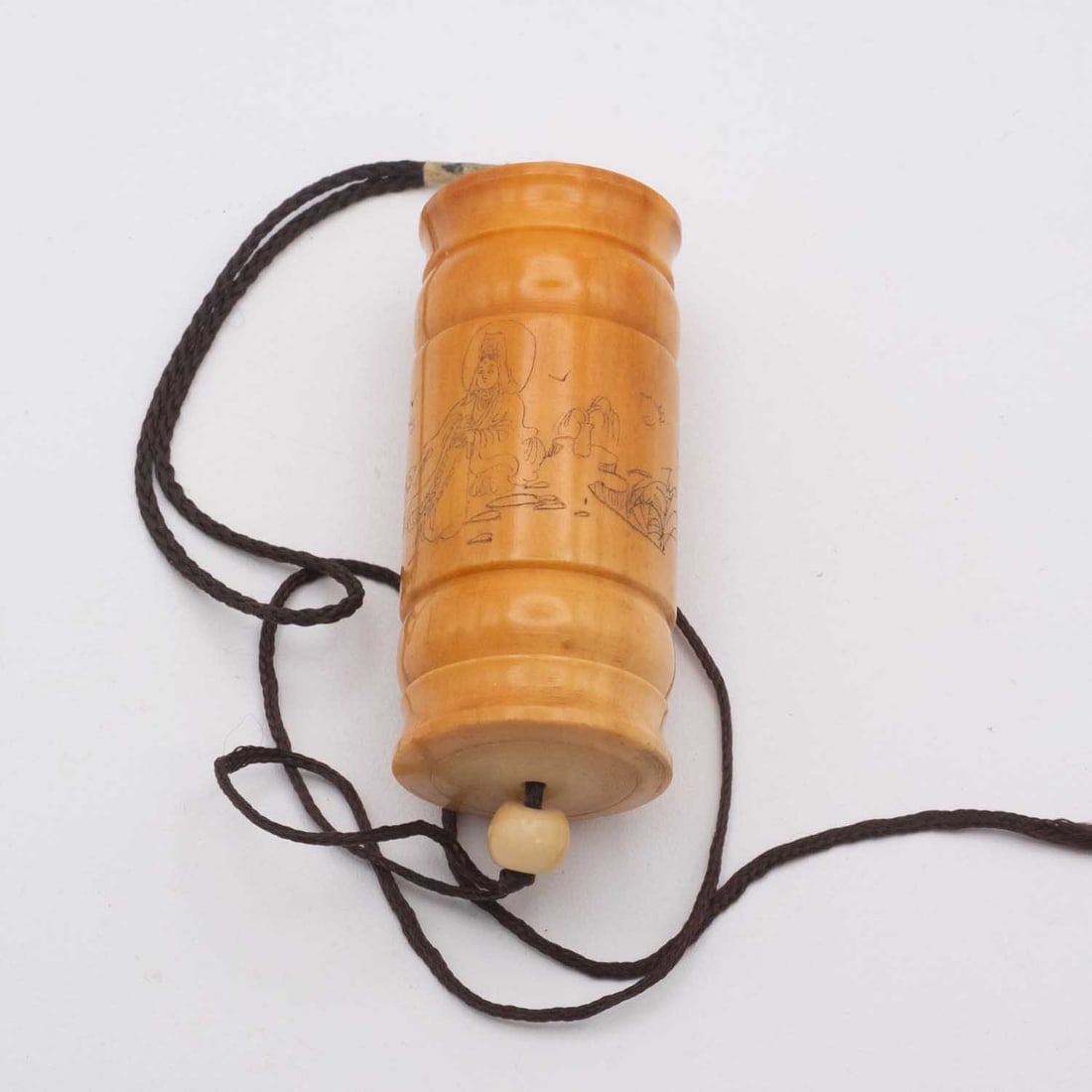 Old Chinese Carved Bone Boddhisattva Bamboo Prayer Mala