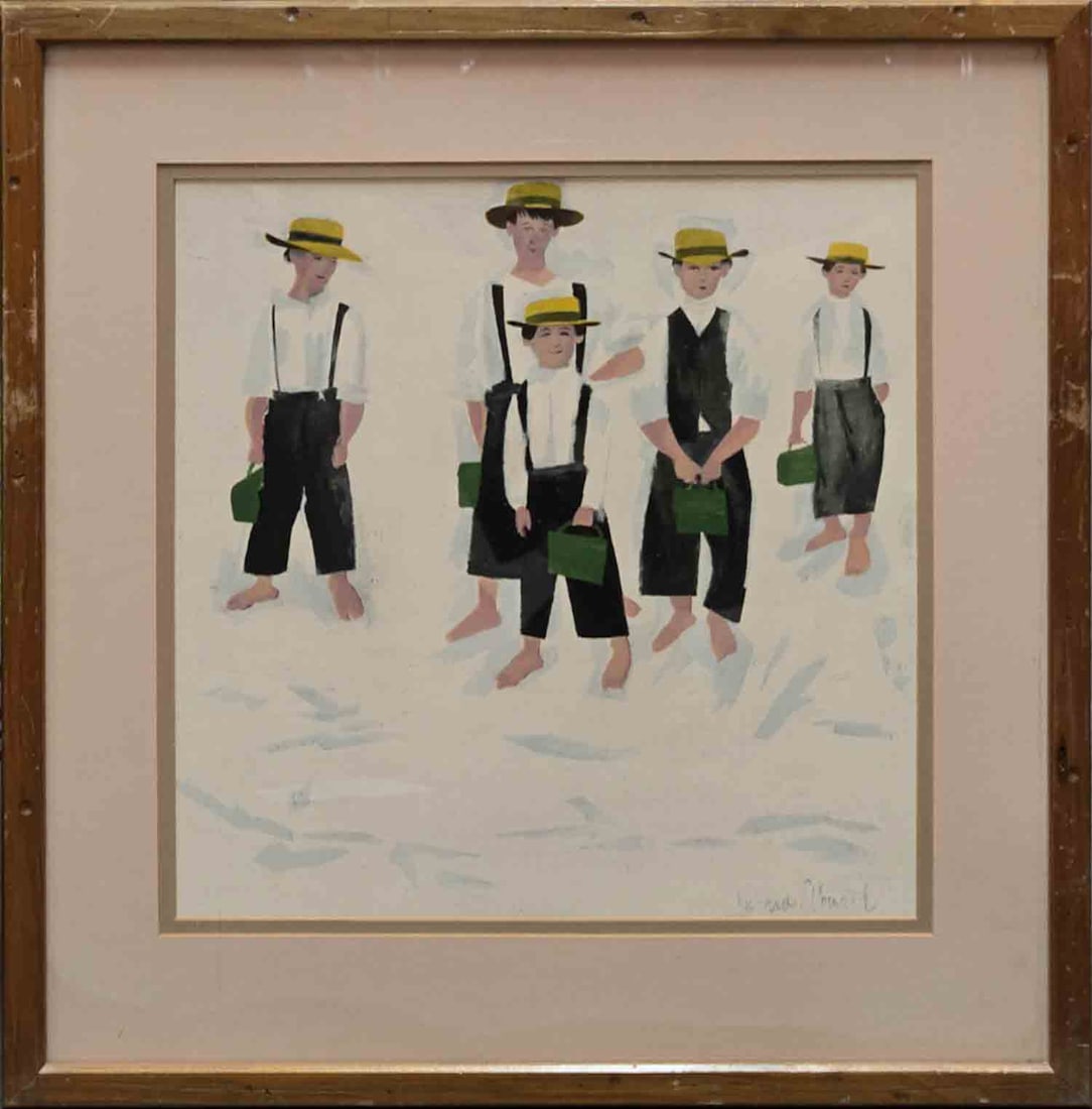 Richard E. Howard Watercolor On Paper "Lunchtime": Title: Lunchtime Medium: Watercolor On Paper Size: 13 x 13 inches Frame: 19 x 19 inches Age: Condition: Great, please check photo for condition reference Provenance: Please view all the photos as they