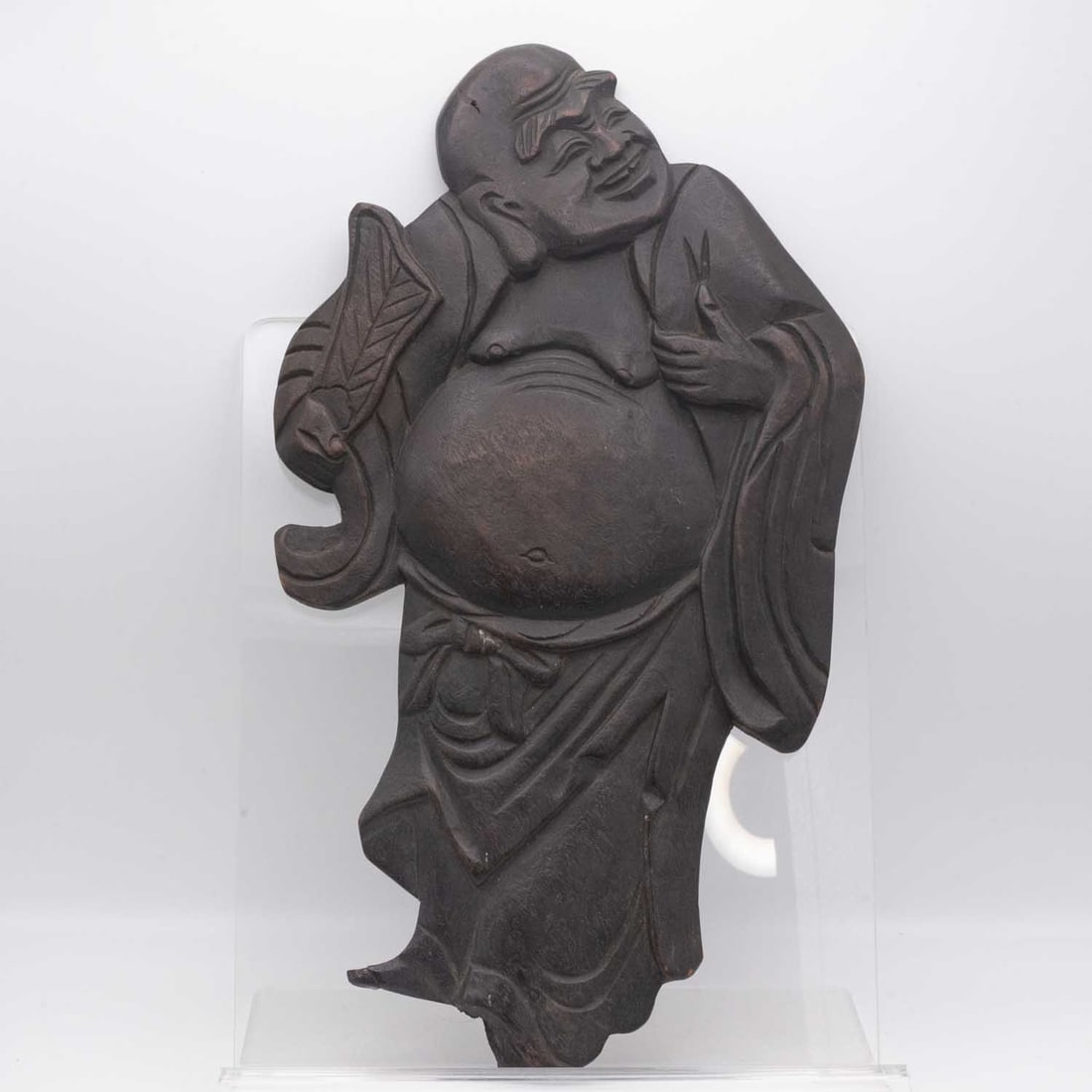 Antique Chinese Carved Wood Luohan Relief Plaque